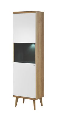 Furnlux Vitrinenschrank PRIMO - Beige - 50 x 40 x 197 cm - Stil: Modern / LED