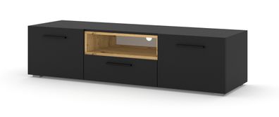 Furnlux TV-Lowboard/ Fernsehtisch ANETTE - Schwarz - 151 cm - Stil: Modern