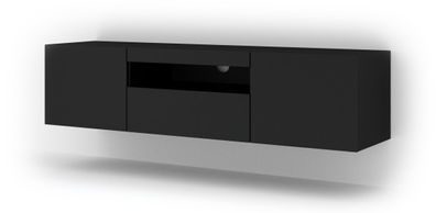 Furnlux TV-Lowboard/ Fernsehtisch AURA - Schwarz - 150 cm - Stil: Modern
