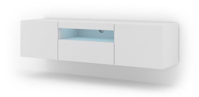 Furnlux TV-Lowboard/ Fernsehtisch AURA - Weiß - 150 cm - Stil: Modern / LED