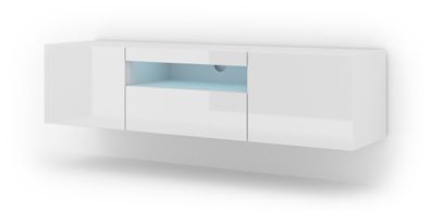 Furnlux TV-Lowboard/ Fernsehtisch AURA - Weiß - 150 cm - Stil: Modern / LED