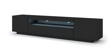 Furnlux TV-Lowboard/ Fernsehtisch AURA - Schwarz - 200 cm - Stil: Modern / LED