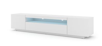 Furnlux TV-Lowboard/ Fernsehtisch AURA - Weiß - 200 cm - Stil: Modern / LED