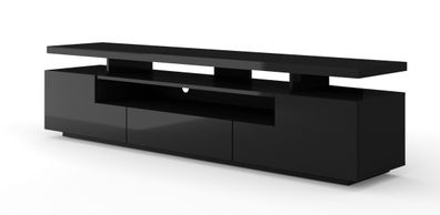 Furnlux TV-Lowboard/ Fernsehtisch EVA - Schwarz - 195 cm - Stil: Modern / LED