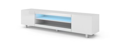 Furnlux TV-Lowboard/ Fernsehtisch KATE - Weiß - 189 cm - Stil: Modern / LED