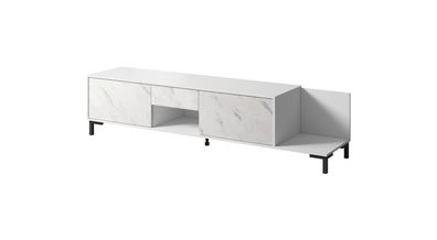 Furnlux TV-Lowboard/ Fernsehtisch MARMO - Weiß - 195 cm - Stil: Modern