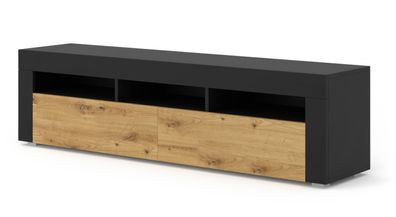 Furnlux TV-Lowboard/ Fernsehtisch MORENO - Schwarz - 160 cm - Stil: Modern