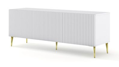 Furnlux TV-Lowboard/ Fernsehtisch Ravenna B FOIL MDF - Weiß - 150 cm - Stil: Modern