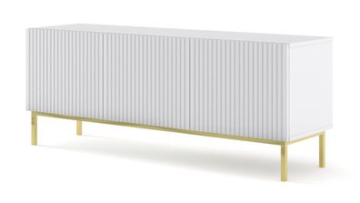 Furnlux TV-Lowboard/ Fernsehtisch Ravenna B FOIL MDF - Weiß - 150 cm - Stil: Modern