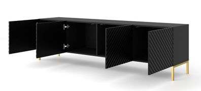 Furnlux TV-Lowboard/ Fernsehtisch SURF - Schwarz - 200 cm - Stil: Modern