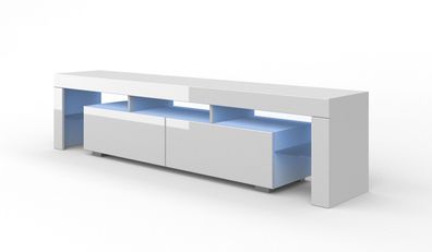 Furnlux TV-Lowboard/ Fernsehtisch 190 - Weiß - 190 cm - Stil: Modern / LED