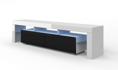 Furnlux TV-Lowboard/ Fernsehtisch 190 - Weiß - 190 cm - Stil: Modern / LED