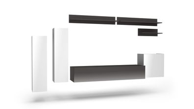 Furnlux Wohnwand LIMA - Weiß - 240 x 40 x 160 cm - Stil: Modern / 7-teilig