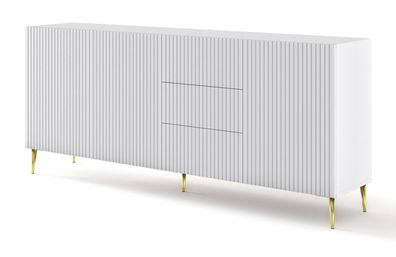 Furnlux Kommode Ravenna B - Weiß - 200 x 42 x 87 cm - Stil: Modern