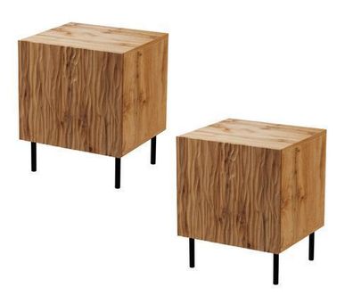 Furnlux Nachttisch JUNGLE - Beige - 44 x 41 x 54 cm - Stil: Modern / 2er-Set