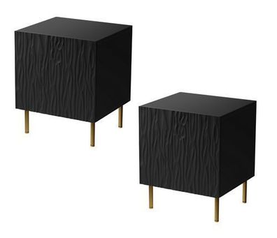 Furnlux Nachttisch JUNGLE - Schwarz - 44 x 41 x 54 cm - Stil: Modern / 2er-Set