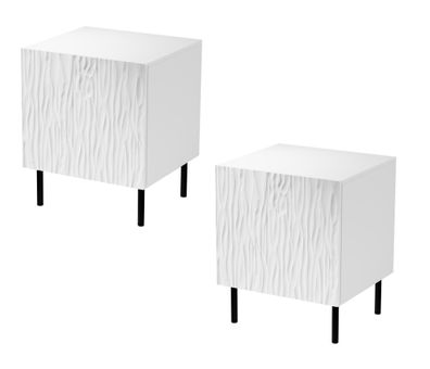 Furnlux Nachttisch JUNGLE - Weiß - 44 x 41 x 54 cm - Stil: Modern / 2er-Set