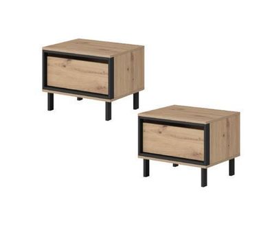 Furnlux Nachttisch NEST - Beige - 52 x 41 x 41 cm - Stil: Modern