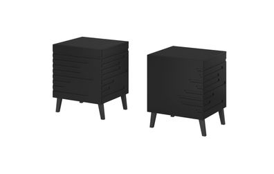 Furnlux Nachttisch NOVA - Schwarz - 44 x 40 x 52 cm - Stil: Modern / 2er-Set