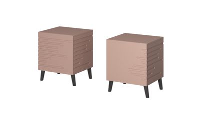 Furnlux Nachttisch NOVA - Rosa - 44 x 40 x 52 cm - Stil: Modern / 2er-Set