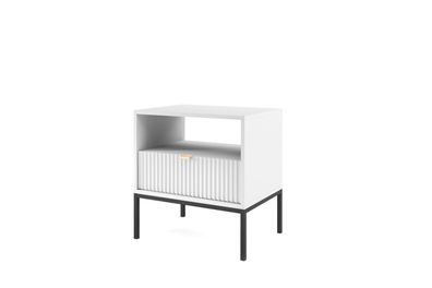 Furnlux Nachttisch NOVA S - Weiß - 54 x 39 x 56 cm - Stil: Modern