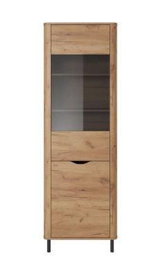 Furnlux Vitrinenschrank SANTI - Beige - 64 x 40 x 195 cm - Stil: Modern