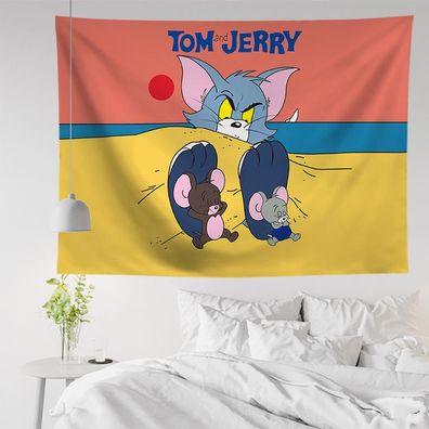 Cute Tom Jerry Wandteppich Flanell Tapestry Wohnkultur Wall Hanging Hintergrund Tuch