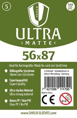 Shield Ultra Matte 5 - (100 Päckchen 100 Super Sleeves für Kartengröße 56 x 87 mm