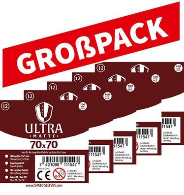 Shield Ultra Matte 12 -(100er Großpack) 100 Super Sleeves für Kartengröße 70 x 70