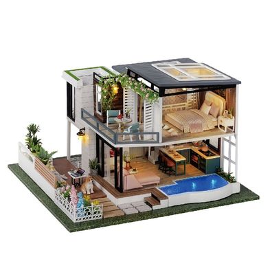 3D-Puzzle DIY holz Miniaturhaus Modellbausatz Puppenhaus Haus Bachsglueck