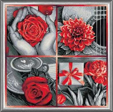 Rote Blumen - Collage