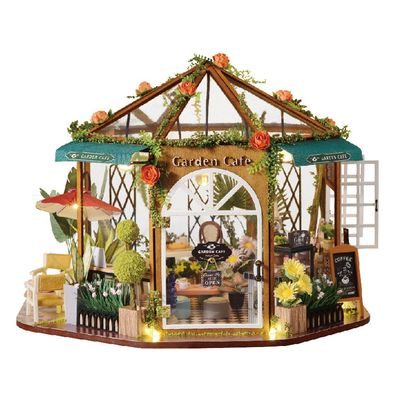 3D-Puzzle DIY holz Miniaturhaus Modellbausatz Puppenhaus Blütenkaffee