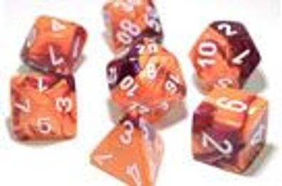 Gemini Polyhedral Orange-Purple/ white 7-Die Set