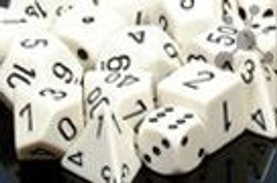 Opaque Polyhedral White Set of 6 blank dice