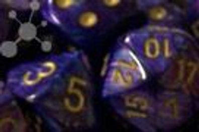 Lustrous™ Polyhedral Purple/ gold d4