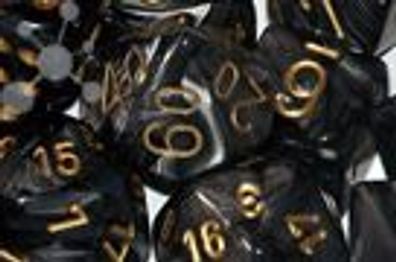 Lustrous™ Polyhedral Black/ gold d10