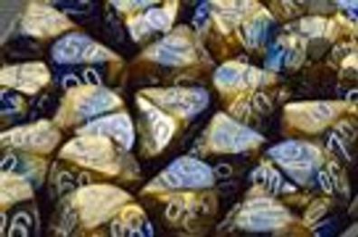Gemini™ Bag of 20 Polyhedral Blue-Gold w/ white Dice