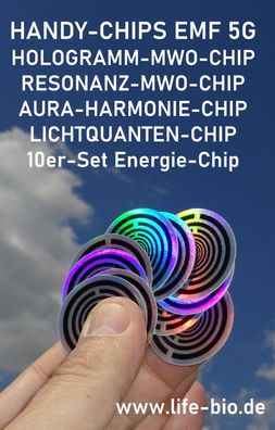 Handy-Chips MWO-Chip Aura-Harmonie-Chip EMF 5G Schutzfeld 10er-Set Bioresonanz-Chip