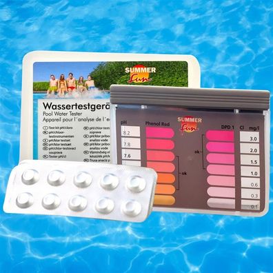 Summer Fun Pool Tester Wassertestgerät für Chlor- und pH-Wert, inkl. 20x Tabs