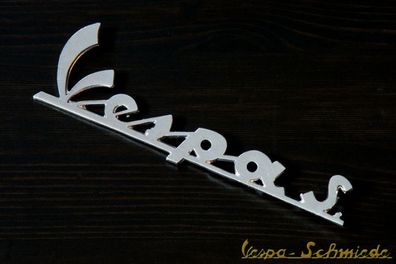 VESPA Emblem Schriftzug Beinschild "Vespa S" - Chrom - 150 Sprint 125 GT Antik
