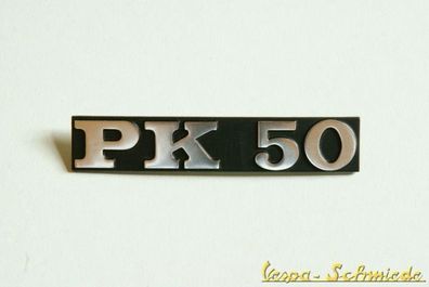 VESPA - Emblem Schriftzug Seitenhaube - PK50 / PK 50 - Gepäckfach - Chrom