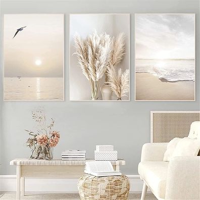 3er Kunst Modern Poster Set Wohnzimmer bilder Wanddeko Kunstdruck