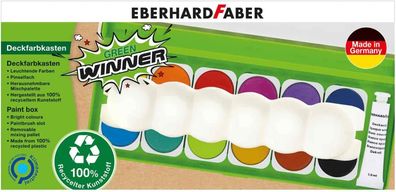 Eberhard Faber 578313 - Green Winner Deckfarbkasten mit 12 Farben in austauschbare...