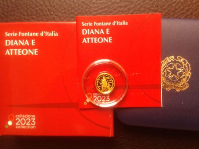 Original 10 euro 2023 PP Italien Fontana di Diana Brunnen der Diana 3g 900er Gold