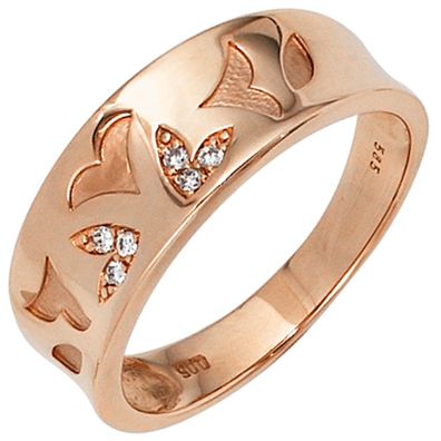 Damen Ring 585 Gold Rotgold 6 Diamanten Brillanten 0,05ct. Rotgoldring Goldring