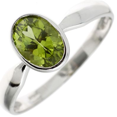 Damen Ring 925 Sterling Silber rhodiniert 1 Peridot grün Silberring