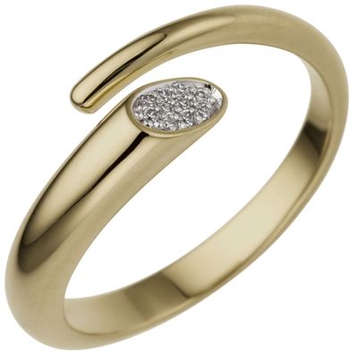 Damen Ring offen 585 Gold Gelbgold 10 Diamanten Brillanten Goldring Diamantring