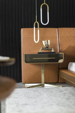 Luxus Nachttisch Glas Gold Schlafzimmer Nachttische Loft Moderner Metall