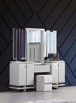 Schminktisch Spiegel Luxus Modern Konsole Möbel Kommode Schlafzimmer Weiß Holz