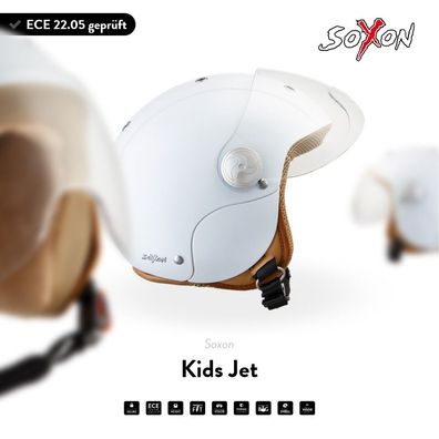 SOXON SK-55 Kids Snow - Jet-Helm Vespa Roller Motorrad-Helm Scooter Kinder ECE
